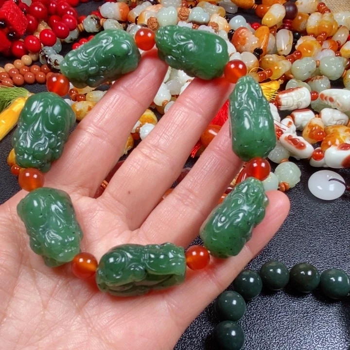 和田玉手链未镶嵌漂**海