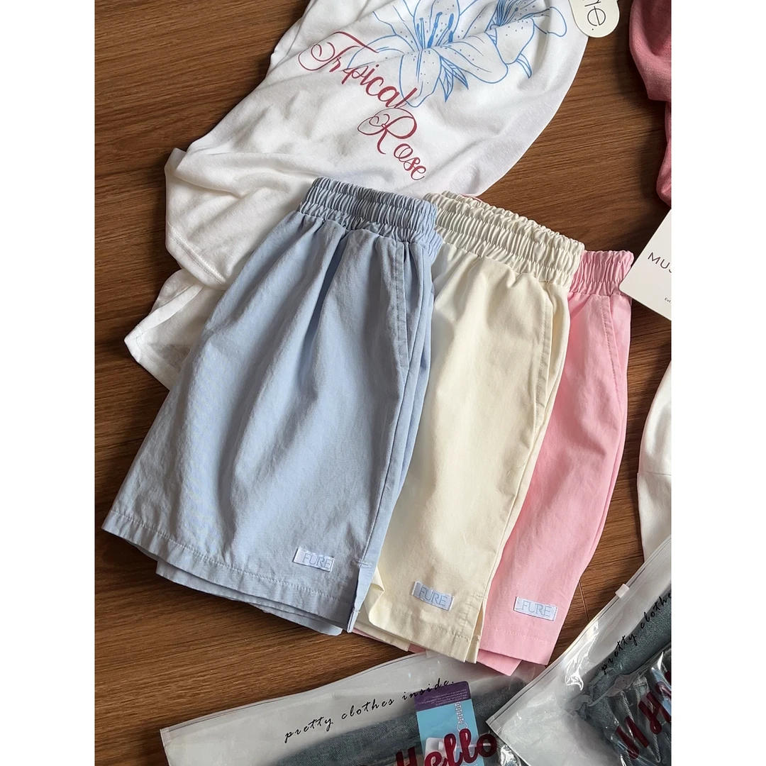 【盛夏物语】韩代fure*定制定染！三色松紧抽绳腰短裤～