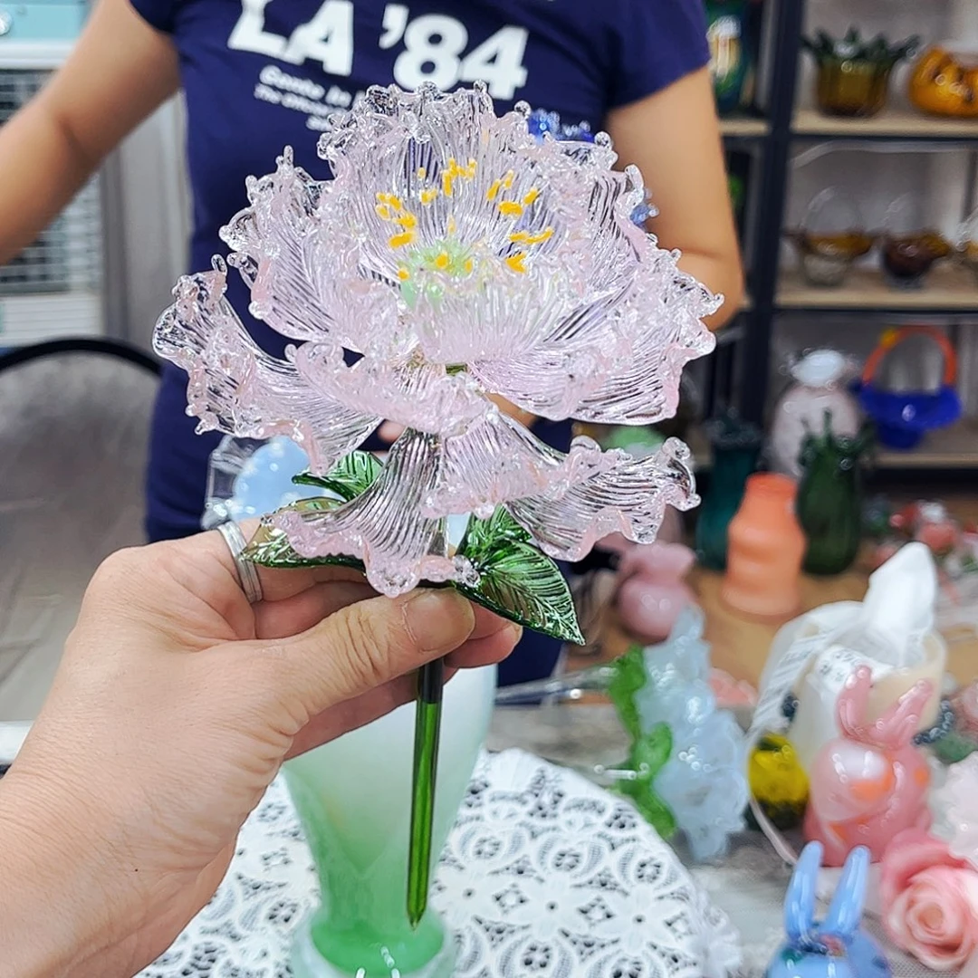 粉牡丹 家悦琉璃工艺品