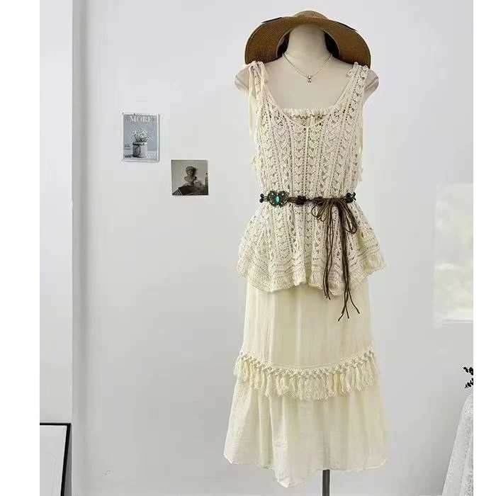 新款吊带连衣裙两件套5115