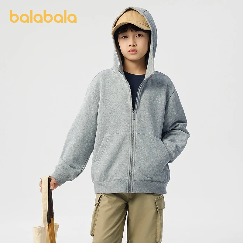 巴拉巴拉童装儿童外套男童春装女童百搭卫衣开衫连帽时尚绣花精致