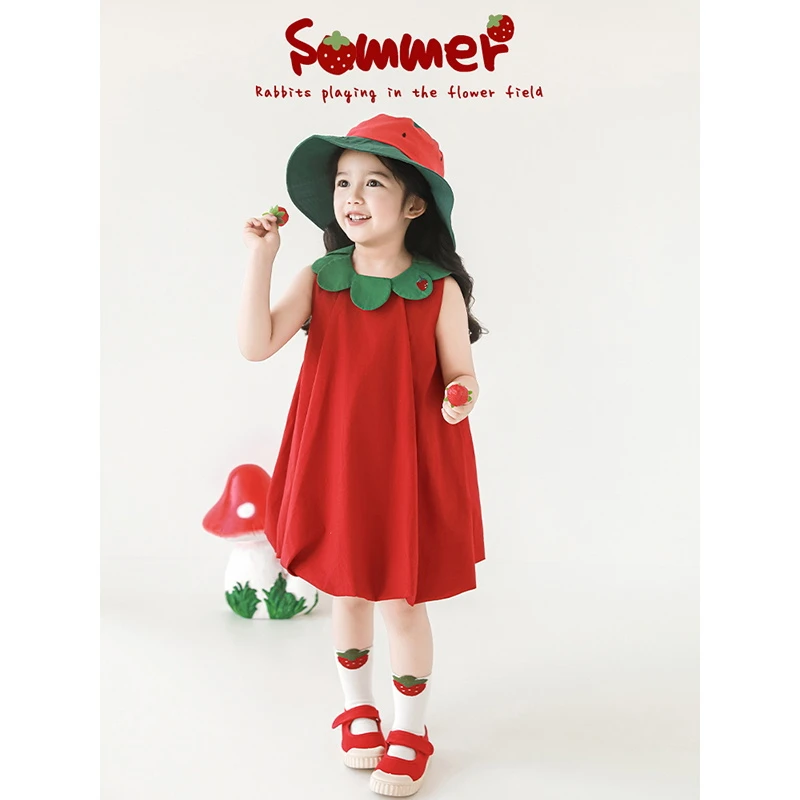 YOEHYAUL/幼悠【鲜甜草莓】幼悠夏肆波下洋气宝宝女孩 连衣裙X5161