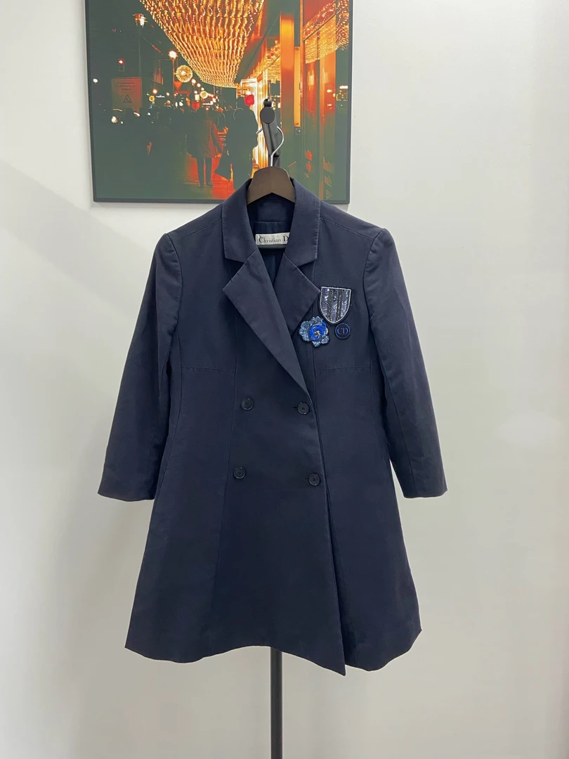 99新 DIOR/迪奥 葡萄籽奢潮/Dior 双排扣翻领大衣外套/36