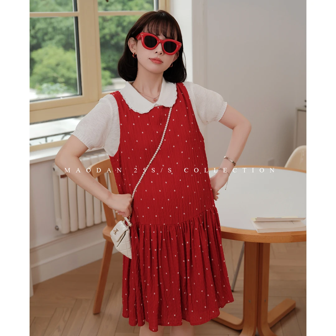 【热恋夏季】孕妇装2025新款波点背心短裙洋气孕妈穿搭