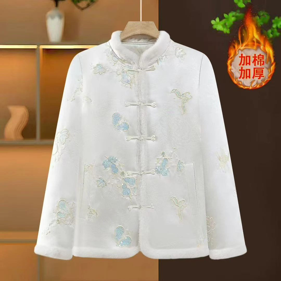冬季新款加棉加厚棉衣立领女装新中式国风厚款时尚长袖棉服