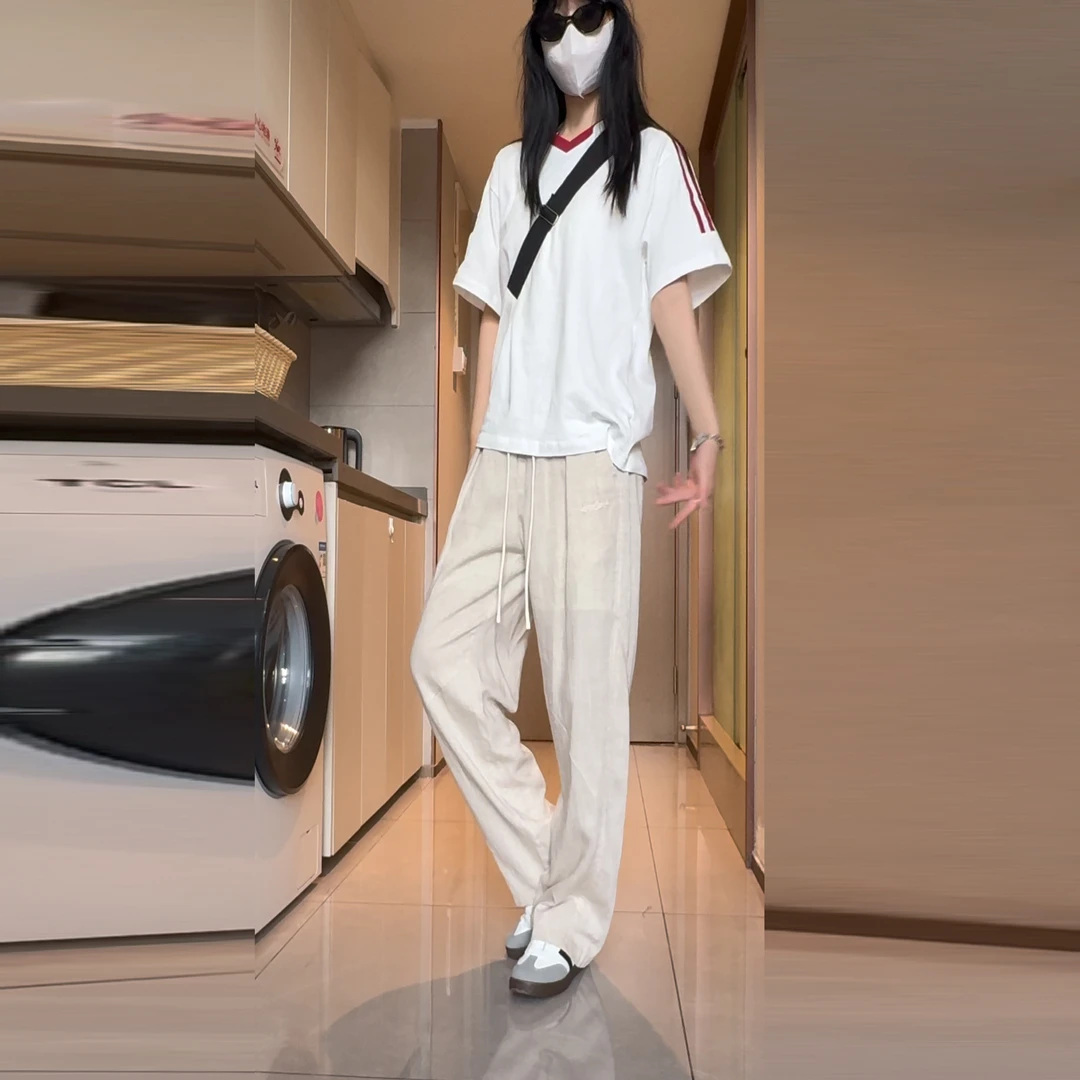 高品质新款2025凉感莱赛尔男生直筒裤夏季薄款百搭阔腿亚麻冰丝裤