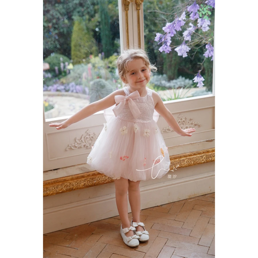 AC299~甜汐·25夏~蝴蝶结挂脖连衣裙86110