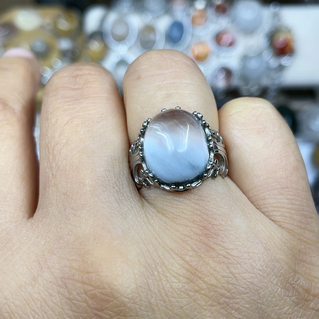 【闪购商品】银S925镶嵌珠宝半成品水晶戒指