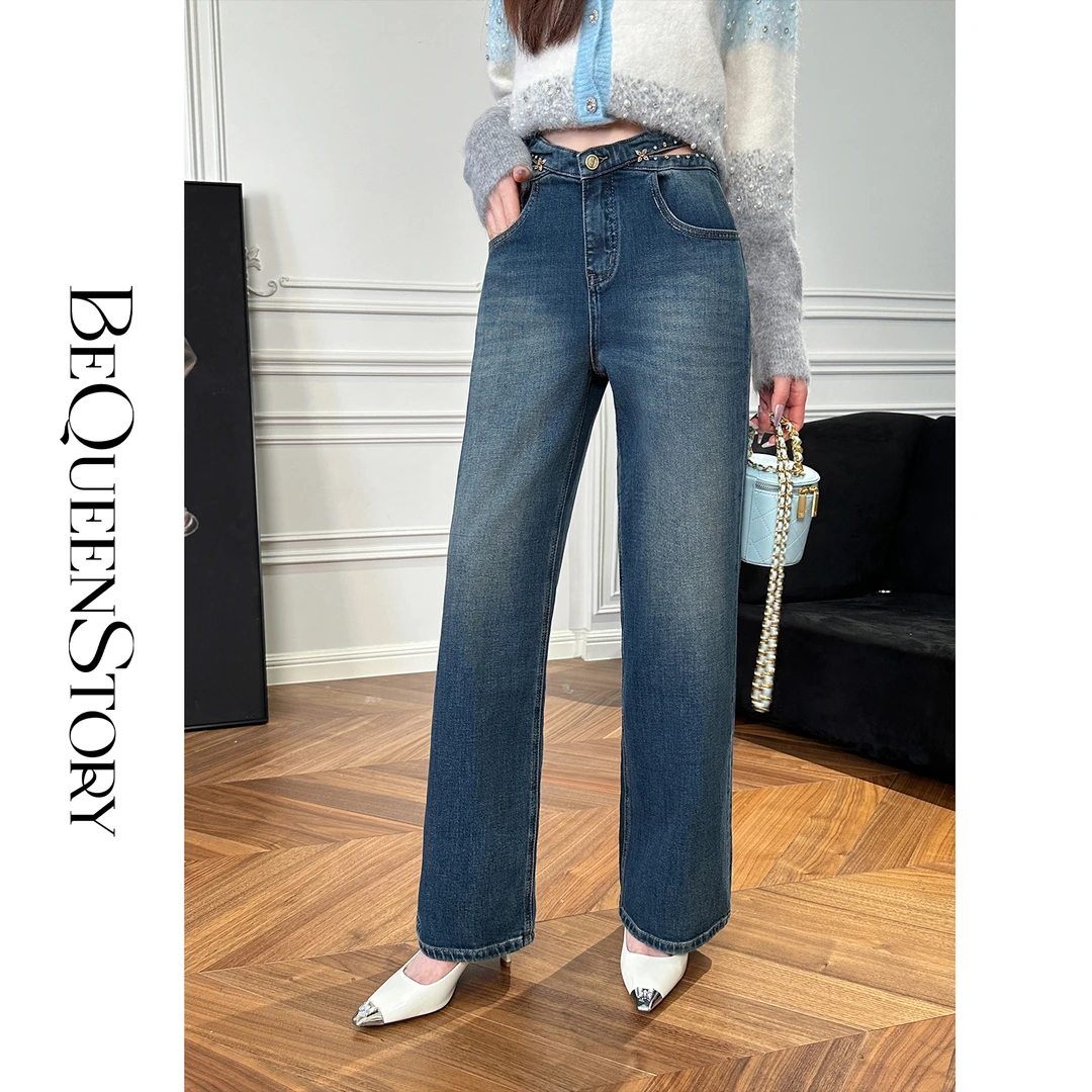 【高高甄选】【复古派对】轻奢复古怀旧色百搭时髦中高腰直筒裤