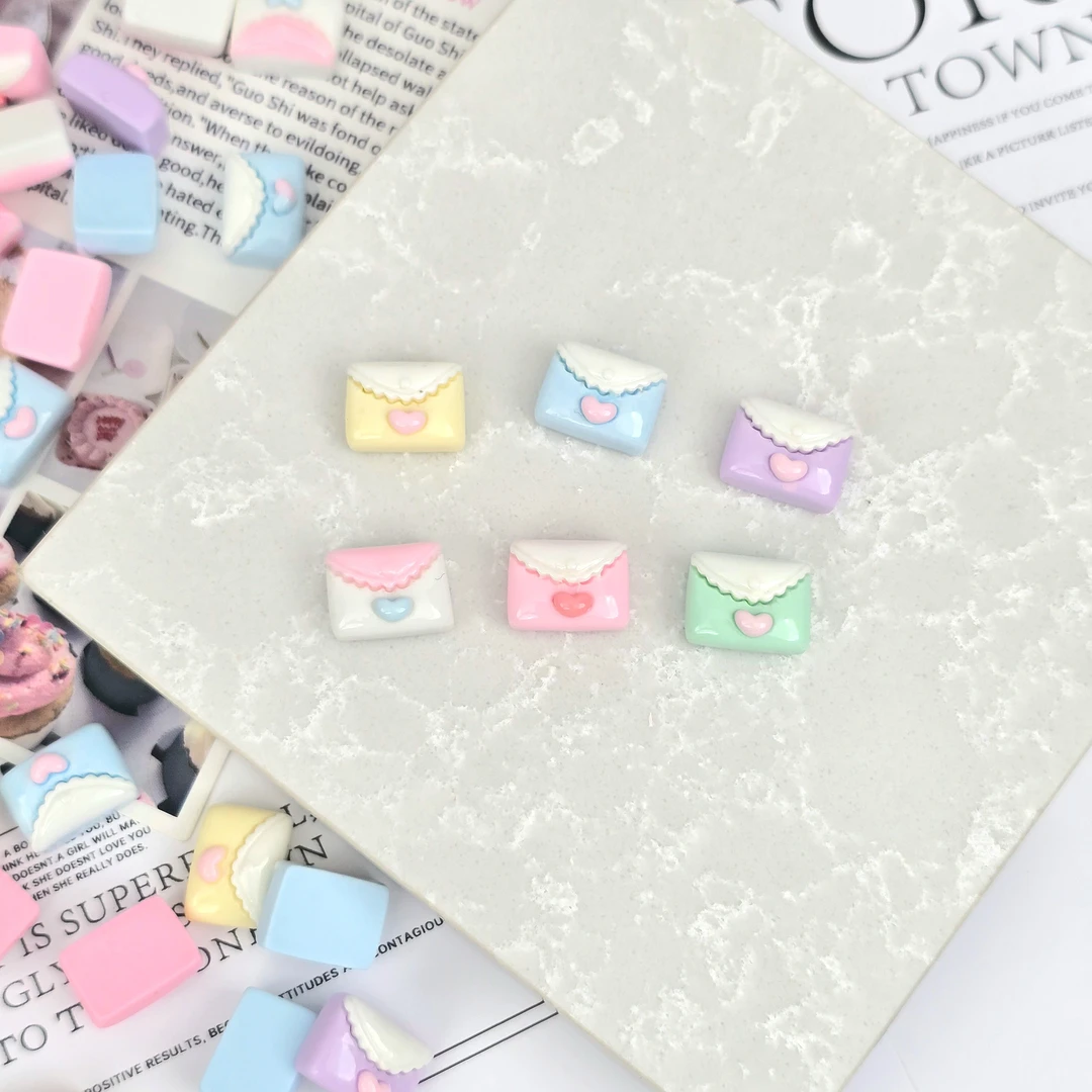 迷你爱心信封~手机壳可爱卡通奶油胶树脂贴片配件diy饰品材料发卡