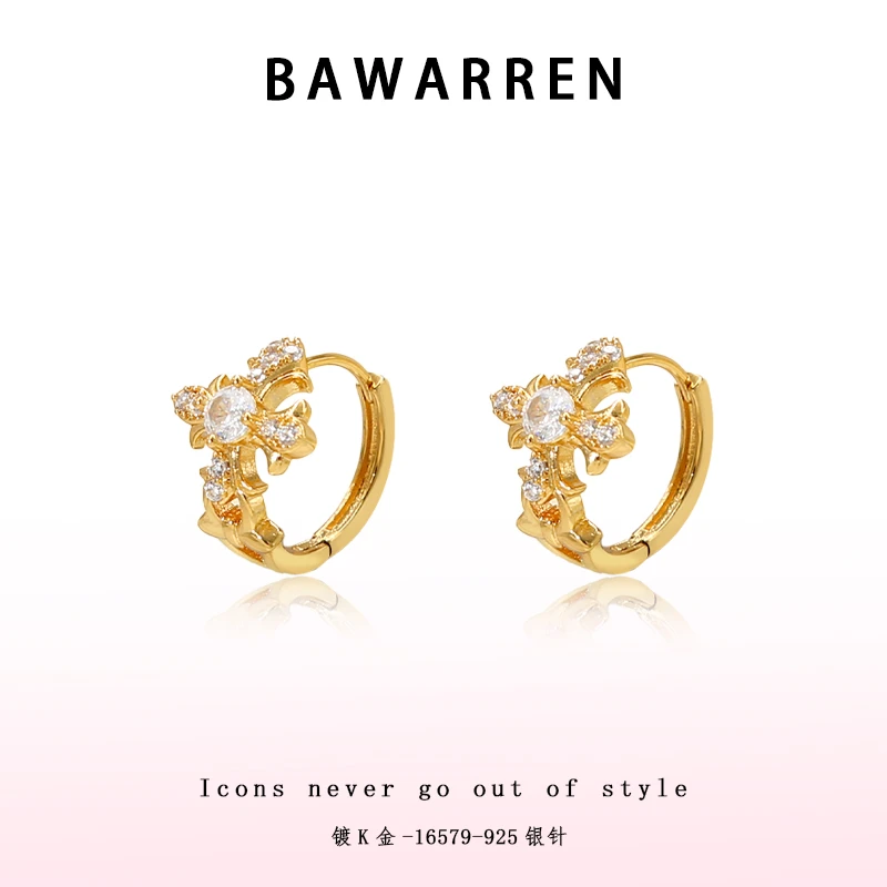 Bawarren 16579-【鸢尾花】精致耳环简约百搭