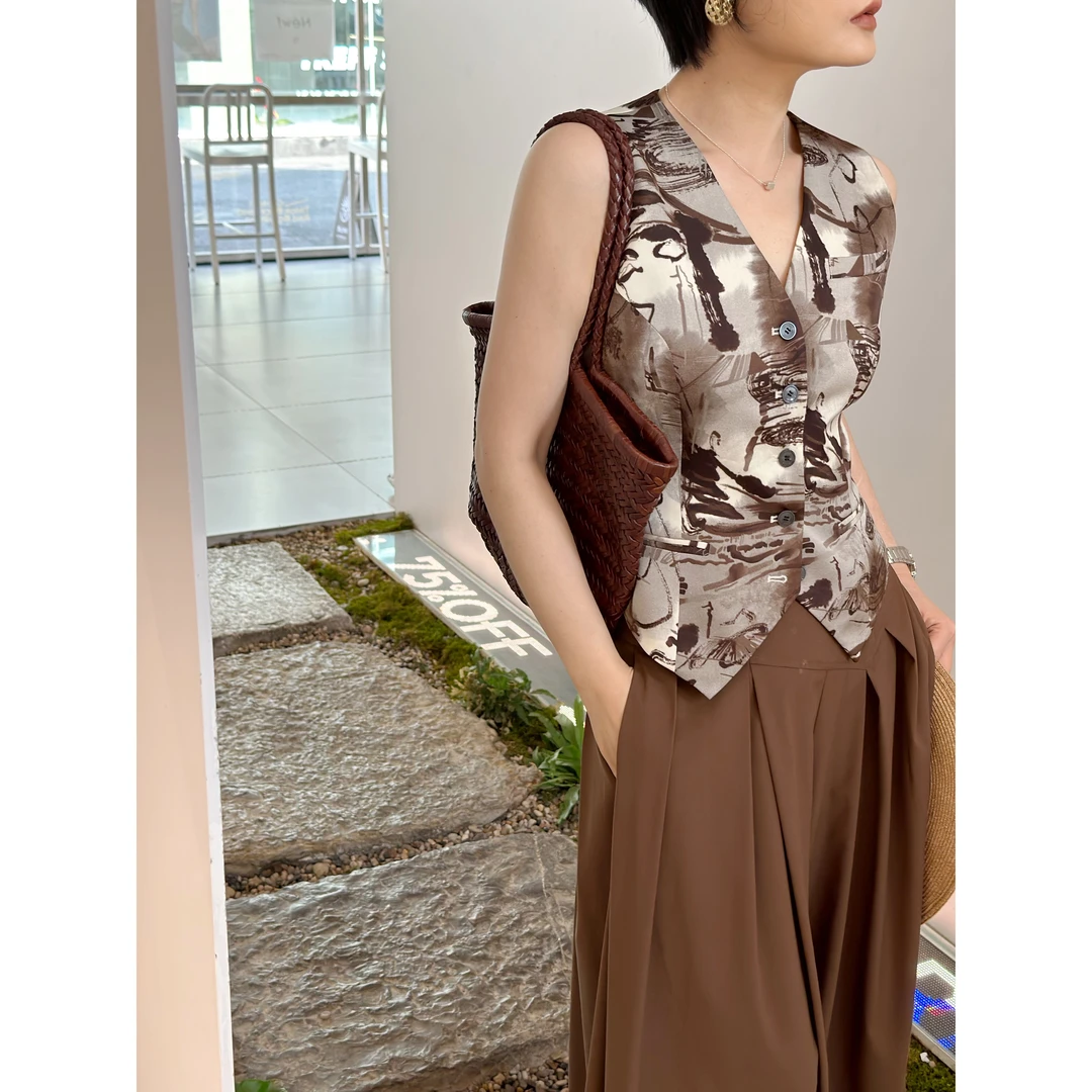 【克罗地亚】时髦收藏级老钱风vintage涂鸦艺术夏季百搭西背马甲