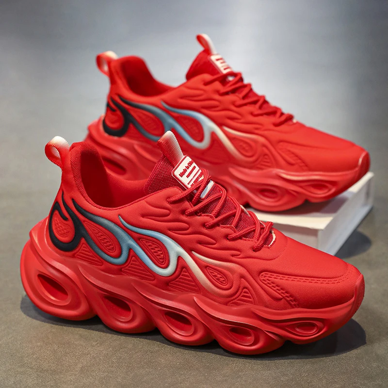 限定男鞋本命年红色运动专业跑步鞋青少年潮流百搭大码男生老爹鞋