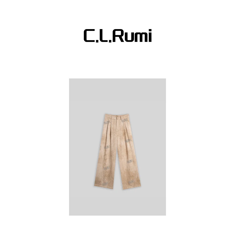 【Rumi时装】“浅胡桃”25春夏百搭薄款高腰亚麻阔腿直筒裤6625kz