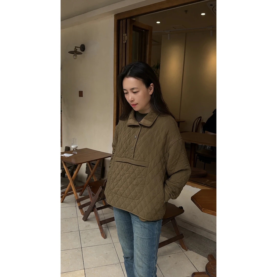 新款压花菱格绗缝棉时尚口袋棉服MA5SYDZ0151