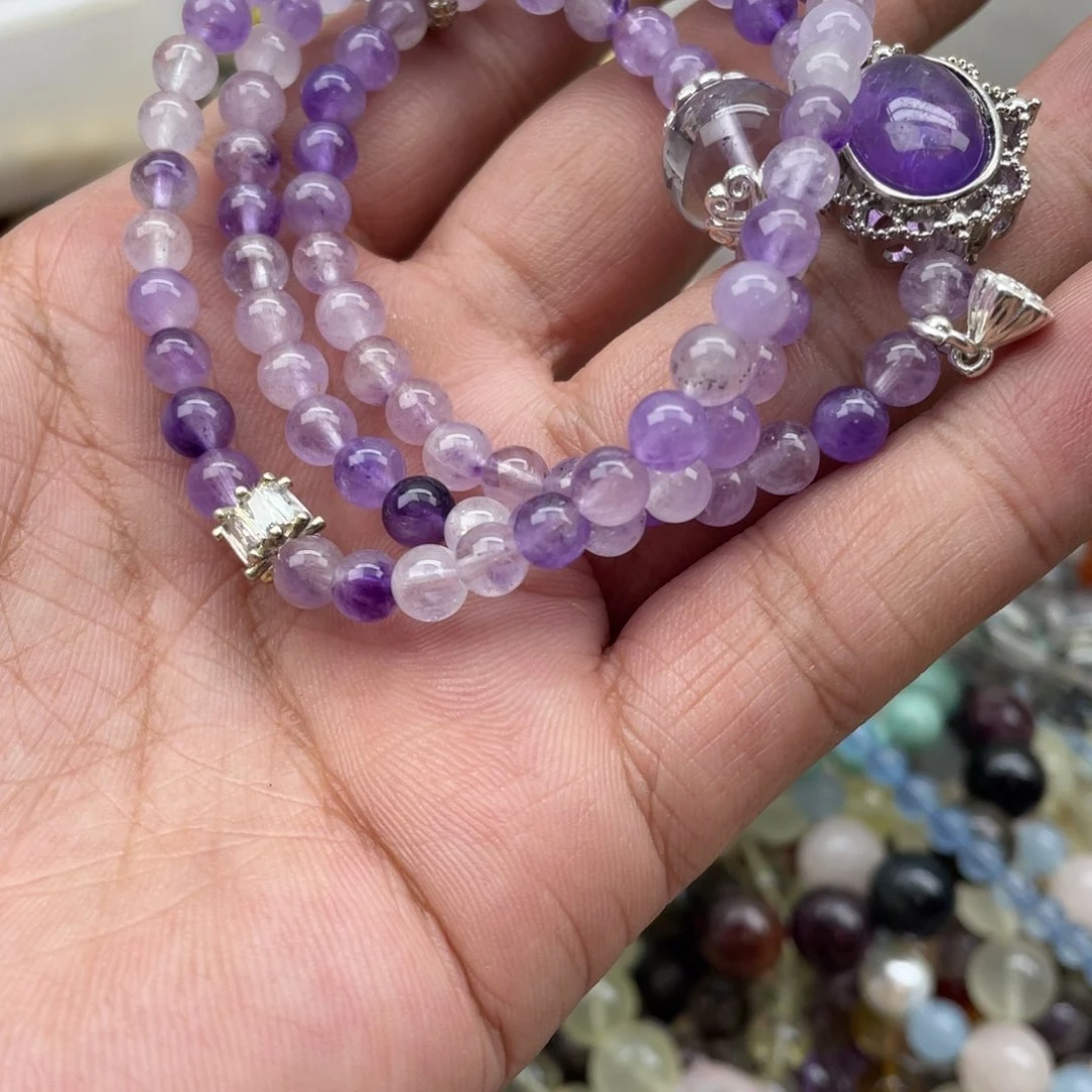 银S925镶嵌手链烟晶