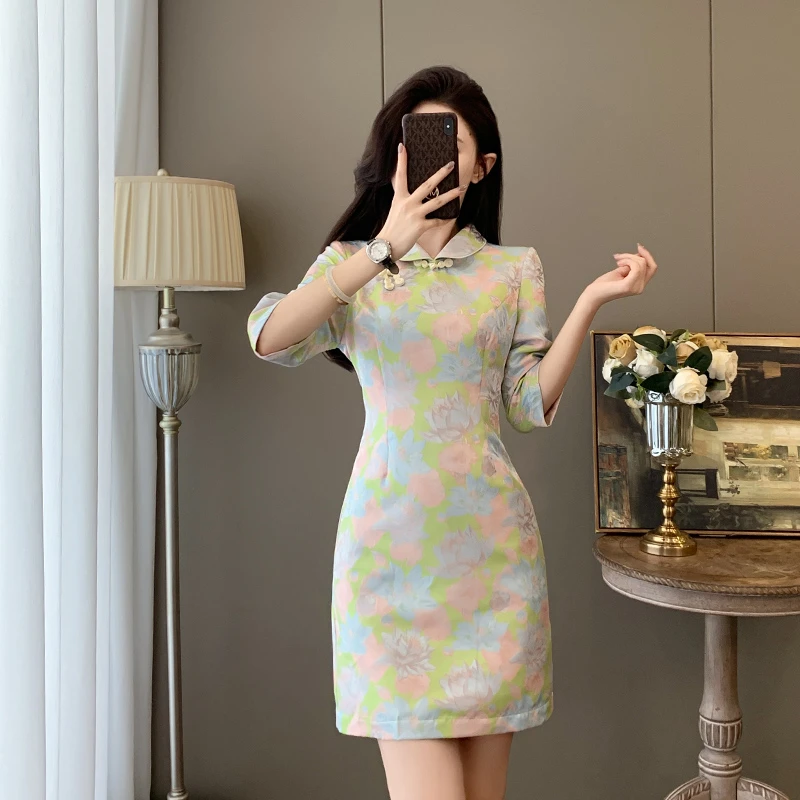 2025新款秋女显瘦连衣裙高级感国风收腰高级感重工刺绣小众新中式