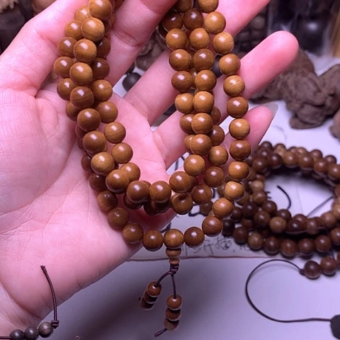 檀香木手串/手链檀香玉化老料0.8/108横纹虎皮沉