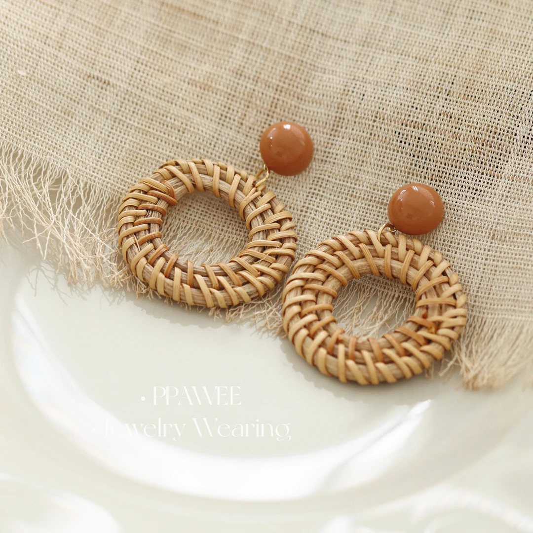 合金耳饰 织秋意|复古手工圆圈耳环秋冬波西米亚民族风耳饰女海边