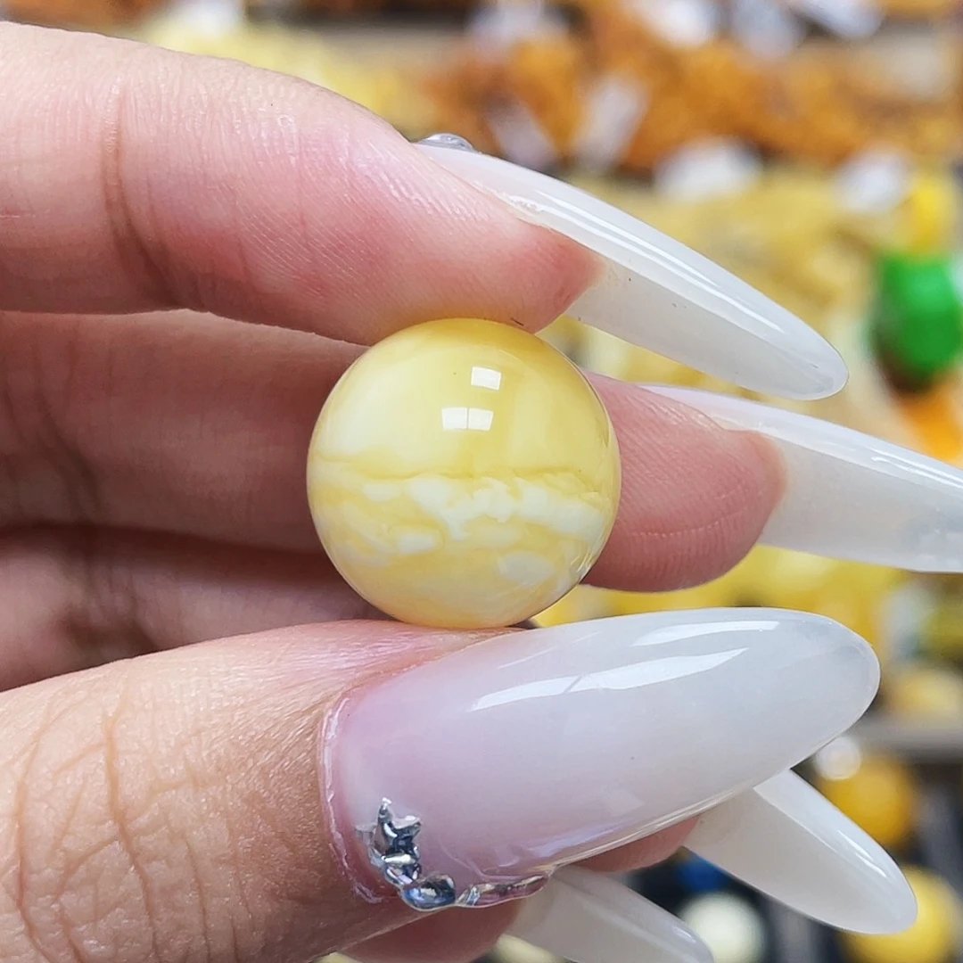 未镶嵌琥珀珠宝奇石彤*14.8mm圆珠瑕