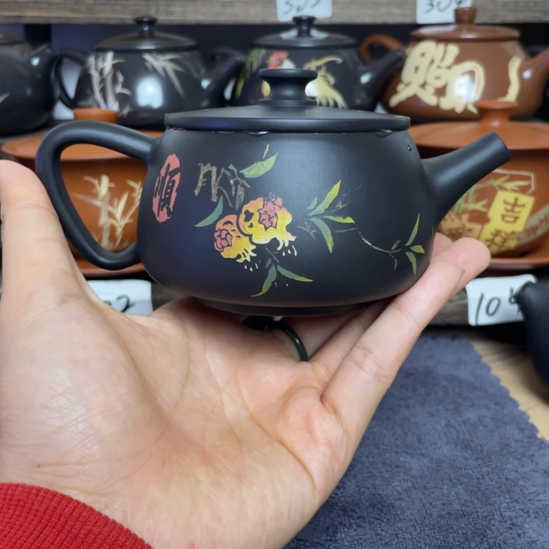 壶双面彩填石榴汉瓦壶