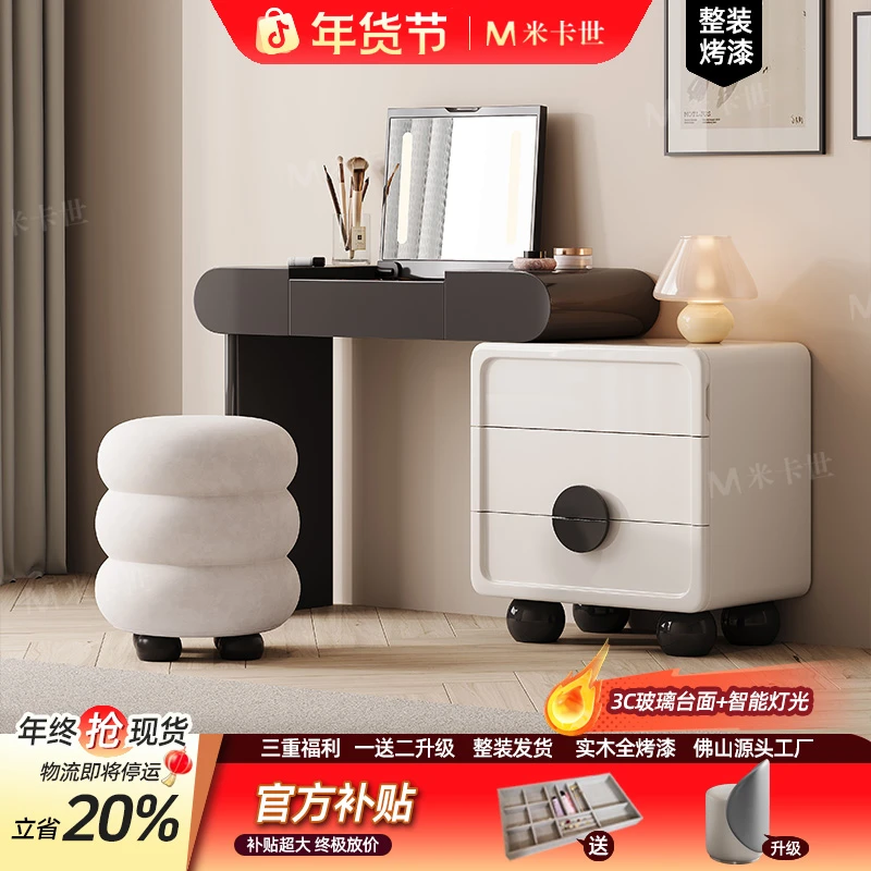 翻盖款熊猫梳妆台卧室实木梳妆台斗柜一体化妆桌复古风小户型新款