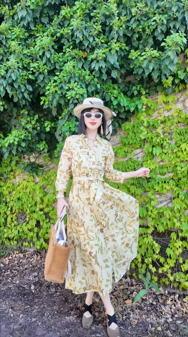 iBlues/依布鲁斯国现 休闲棉质印花长袖连衣裙 CQ0173