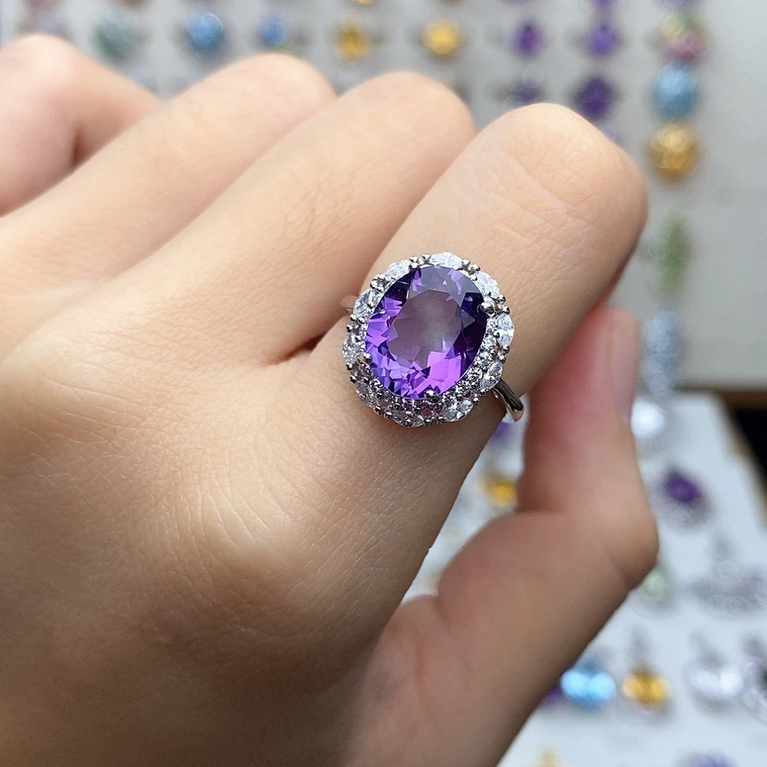 银S925镶嵌戒指紫晶（不含证书）