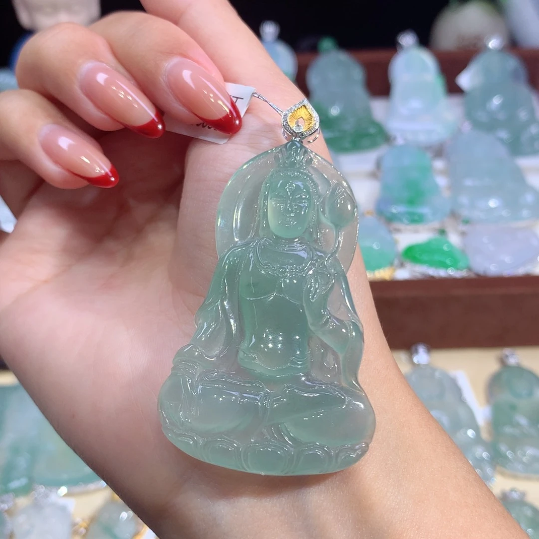 吊坠(不含链)18K金镶嵌翡翠