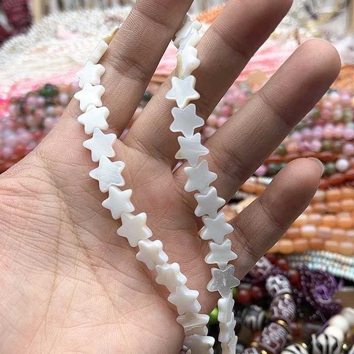 玛瑙/玉髓珠宝半成品未镶嵌一条白贝五星珠