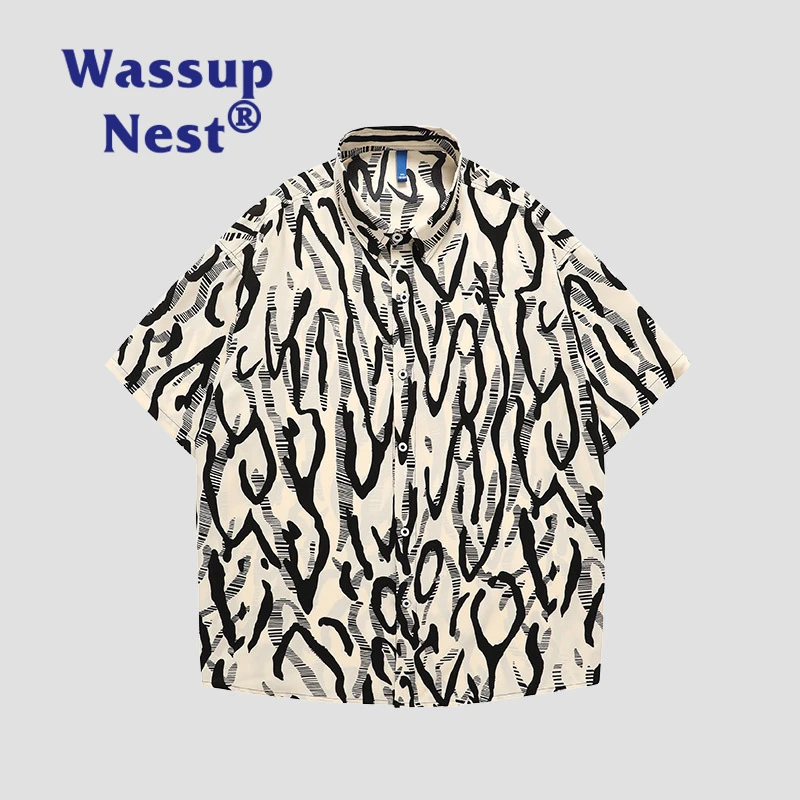 WASSUP NEST夏威夷旅游沙滩花衬衣男女夏季潮流凉感短袖衬衫情侣