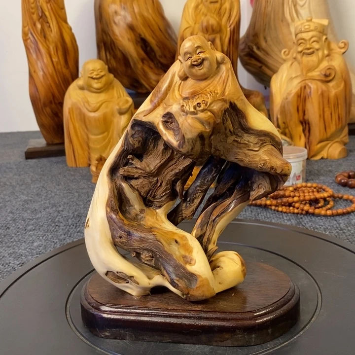 柏木（崖柏）福在眼前弥勒佛