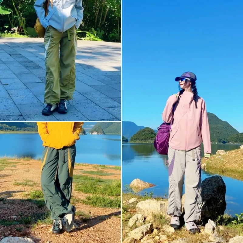 ekaso 山系户外男女同款机能风速干褶皱情侣长裤PB-927