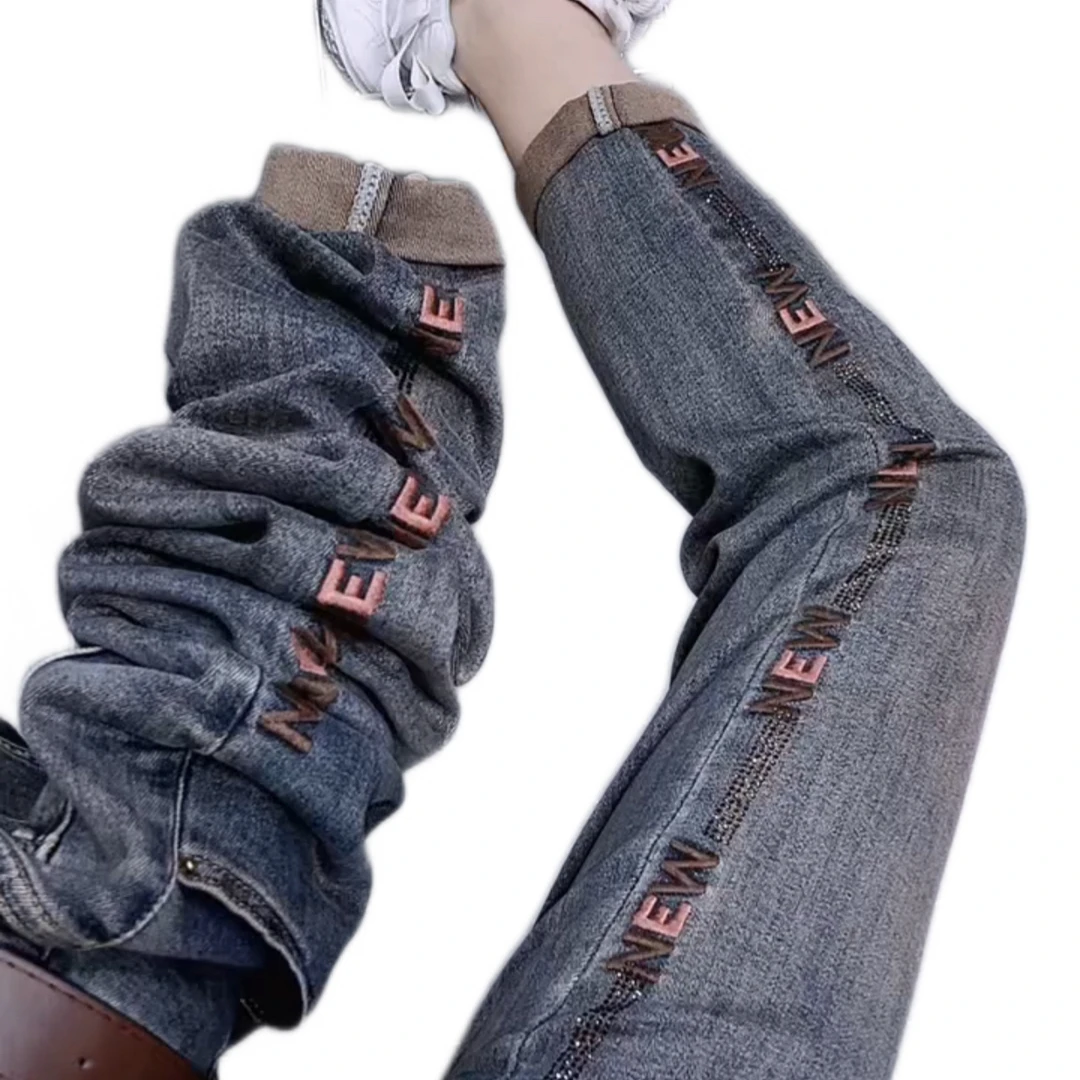 5512款秋季刺绣牛仔弹力垮裤