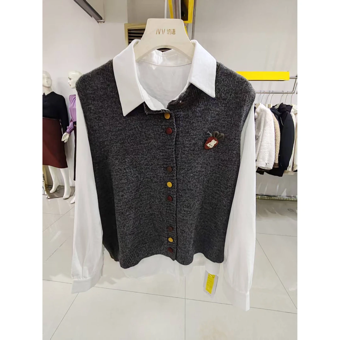 两件套女士学院风单排扣秋季无袖韩版春秋新款马甲女2025针织马夹