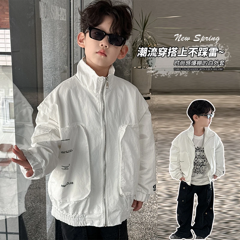男童新款韩版潮流酷帅休闲夹克外套儿童中小童宝宝机能风春装外套