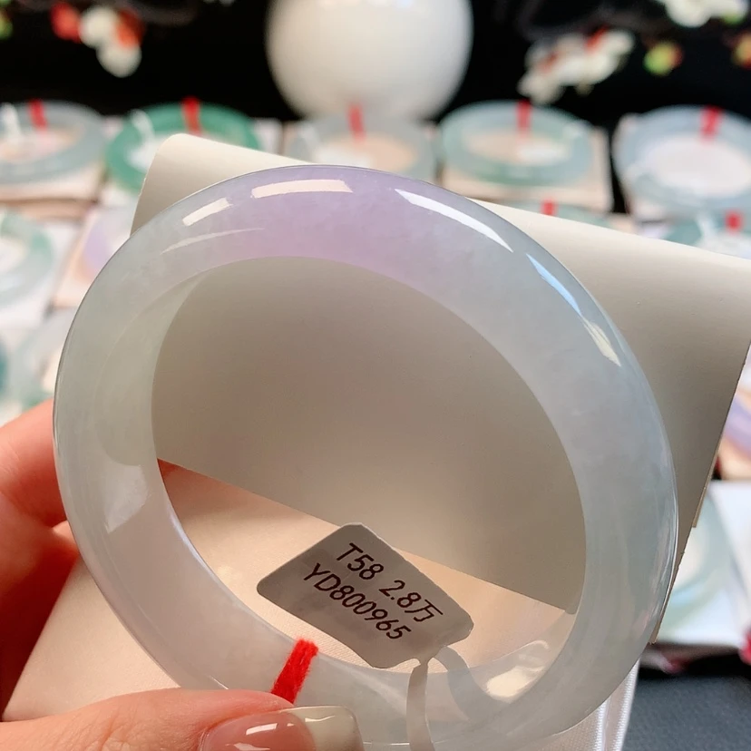 【闪购商品】未镶嵌手镯翡翠58高冰一抹紫清秀毕业款