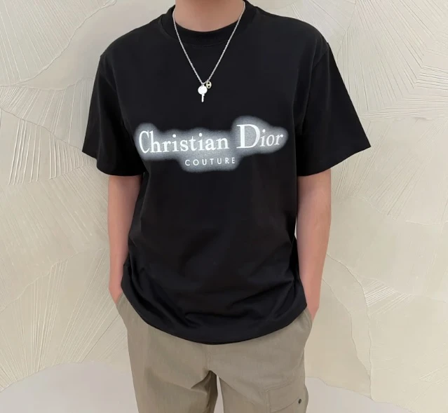 99新 DIOR/迪奥 黑色针织印花字母logo短袖 xl码 14725694