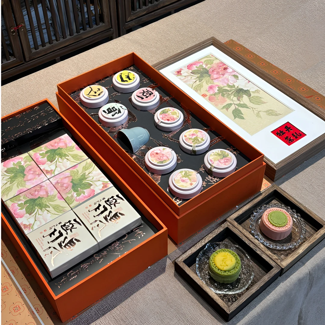 追风逐月 宫廷风双层实木礼盒 洛阳牡丹茶糕点高档伴手礼