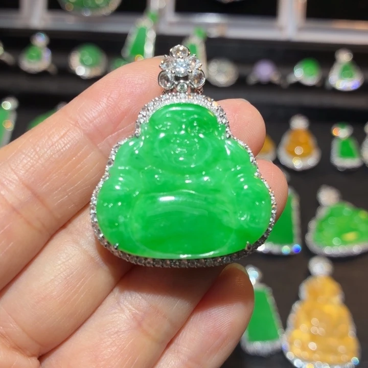 翡翠18K金镶嵌吊坠(不含链)翡翠