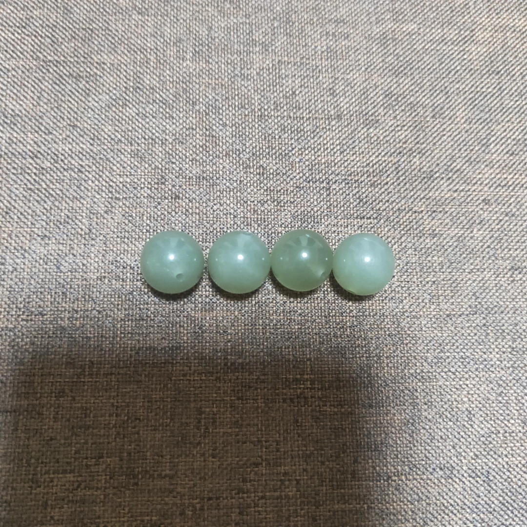 天然和田玉单珠散珠湖水绿12mm多样性发货圆珠时尚气质配珠多宝