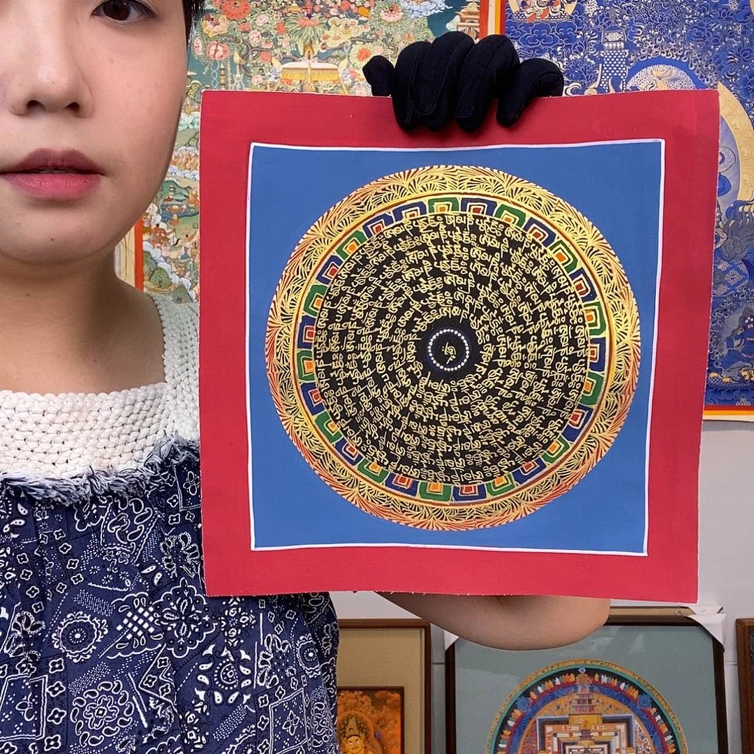 卷轴画纯手绘唐卡20厘米左右六字真言
