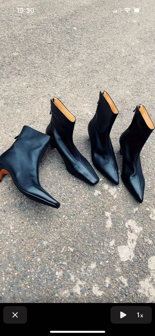 【小牛皮版】秋冬季气质极简风粗跟时尚瘦瘦靴经典百搭黑色女靴子