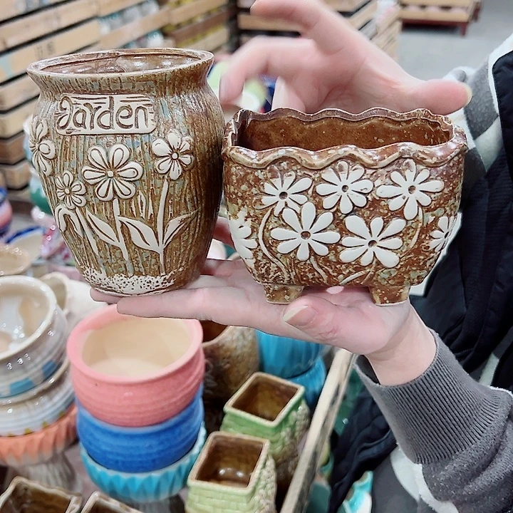 有孔，凑单福利满10元发货陶瓷多肉花盆！