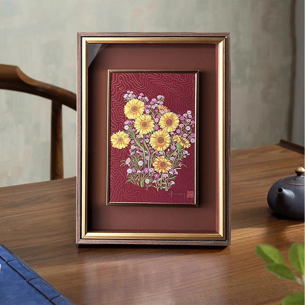 《天天向上》向日葵 金丝琅彩画（小版）