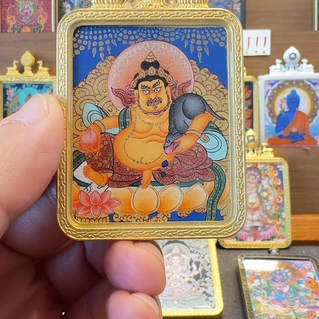 纯手绘黄财神唐卡