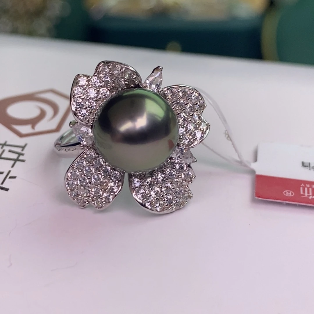 银S925镶嵌戒指海水珍珠