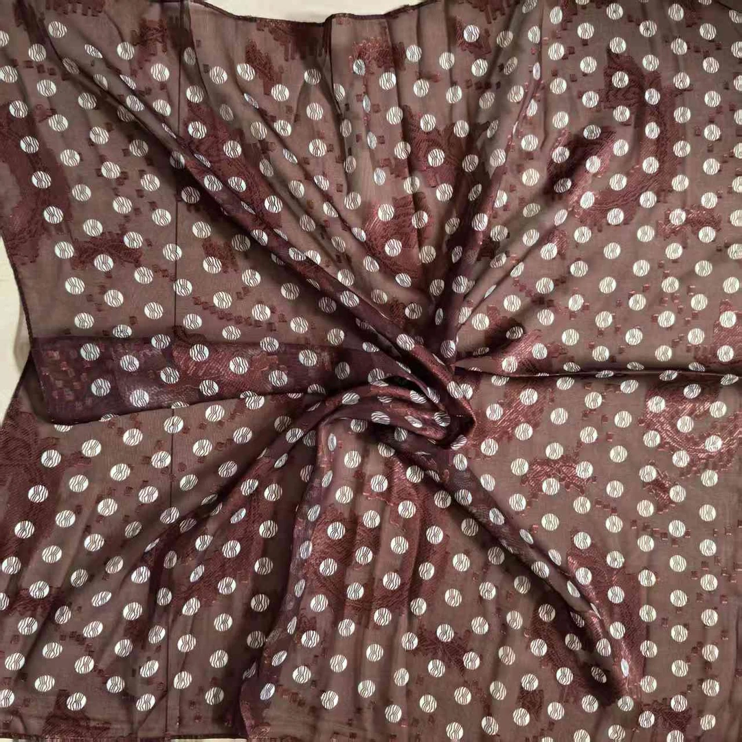 【咖色波点】剪花65*65重工丝巾围巾香云提花工艺气质民族风亲肤 女