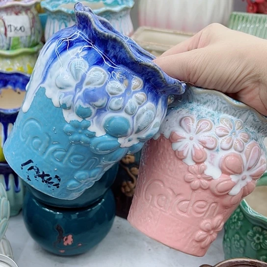 多肉绿植陶瓷花盆9.9包邮，有空