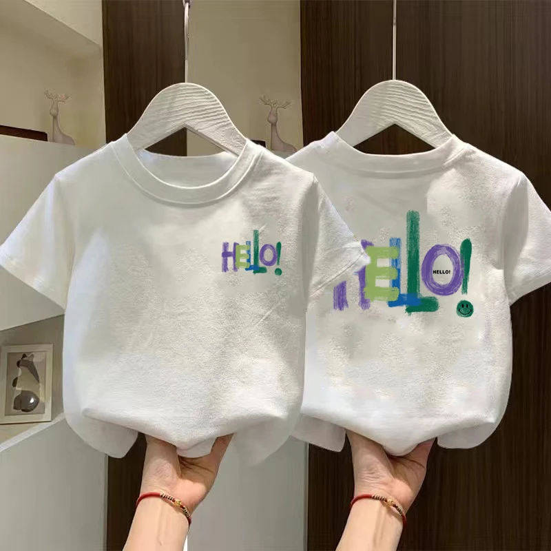 2025新款爆款男童短袖t恤夏季纯棉女童圆领半袖宝宝装儿童上衣